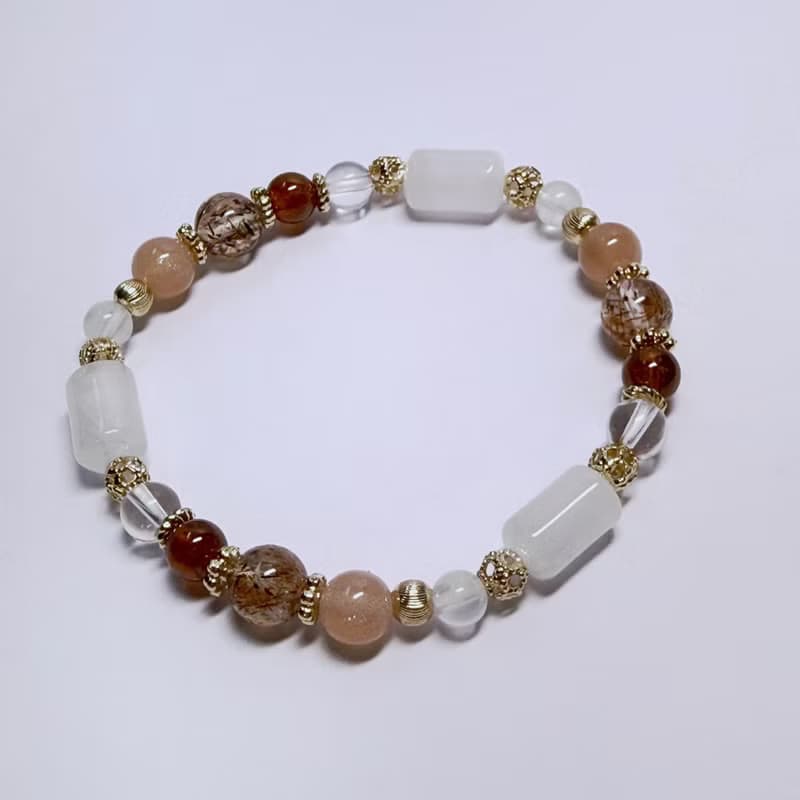 白水晶 黑金超七 橙月光 石榴石 天然水晶手鏈