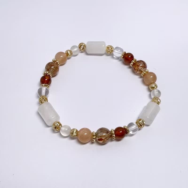 白水晶 黑金超七 橙月光 石榴石 天然水晶手鏈