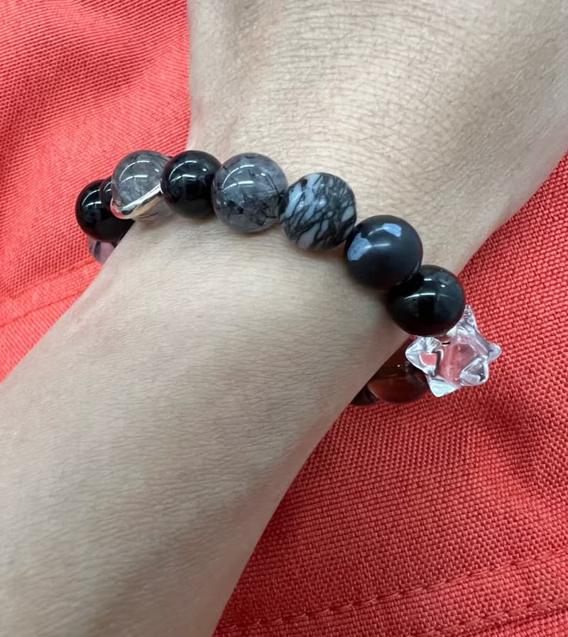||黑星||海底輪能量辟邪手環。碧璽/髮晶/茶晶/超七/網絡石/純銀