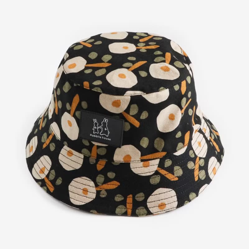 黑色q版花漁夫帽 fisherman hat