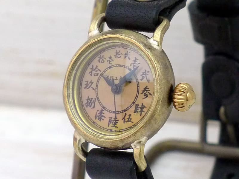 倭ノ刻零  漢数字インデックス 24mm甲丸ケースBrass 手作り腕時計 HandCraftWatch 382