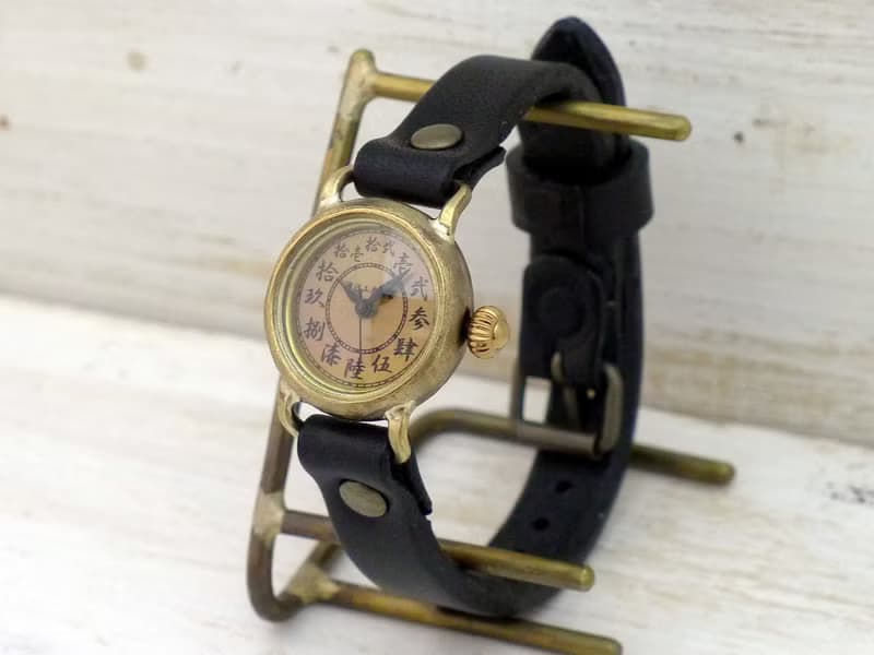 倭ノ刻零  漢数字インデックス 24mm甲丸ケースBrass 手作り腕時計 HandCraftWatch 382