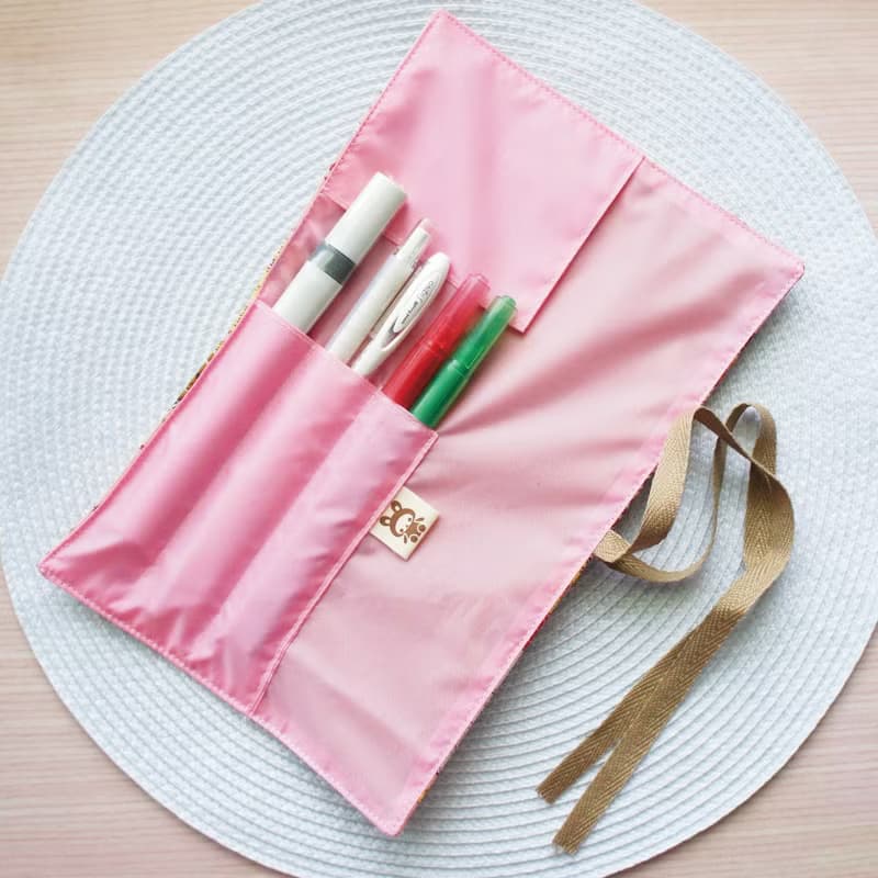 Lovely【粉紅香菇捲軸餐具袋、粉】工具袋、筆袋【內裡防水】