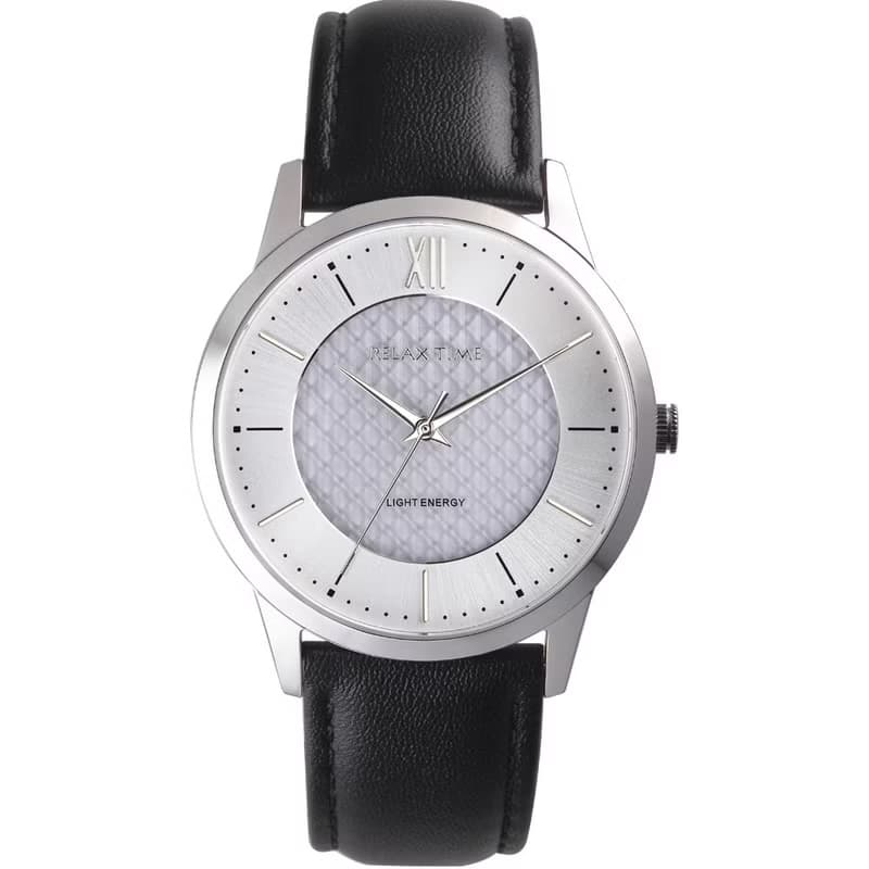 Relax time 太陽能 時尚男錶 -白黑 (RT-108S-1m) 44mm