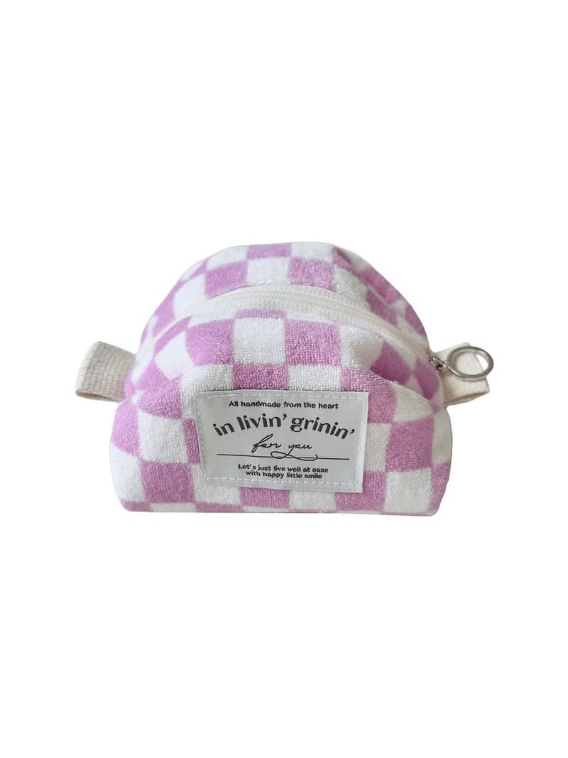 terry checker pouch S_pink lavender