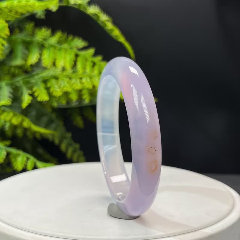 高品質 漸變紫瑪瑙手鐲 58MM 冰潤起光天眼千層飄朱砂點 靈性貴氣