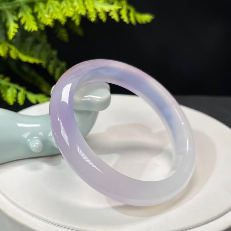 高品質 漸變紫瑪瑙手鐲 58MM 冰潤起光天眼千層飄朱砂點 靈性貴氣