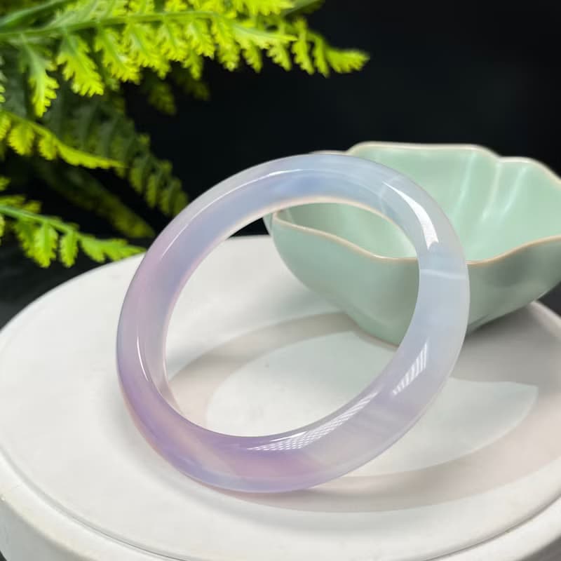 高品質 漸變紫瑪瑙手鐲 58MM 冰潤起光天眼千層飄朱砂點 靈性貴氣