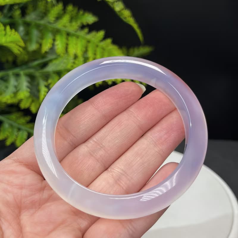 高品質 漸變紫瑪瑙手鐲 58MM 冰潤起光天眼千層飄朱砂點 靈性貴氣