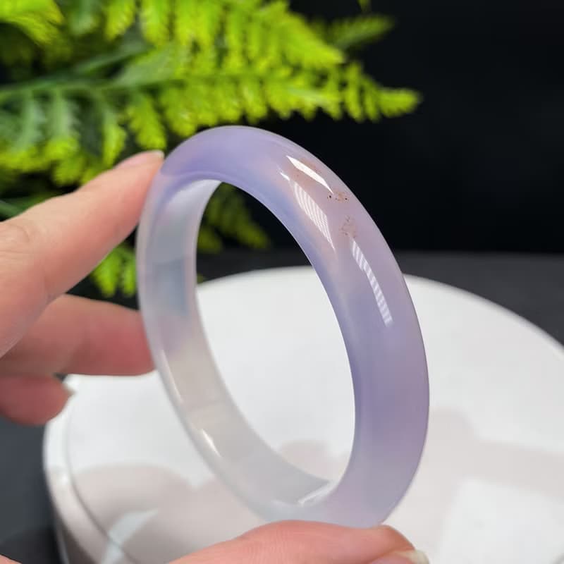 高品質 漸變紫瑪瑙手鐲 58MM 冰潤起光天眼千層飄朱砂點 靈性貴氣