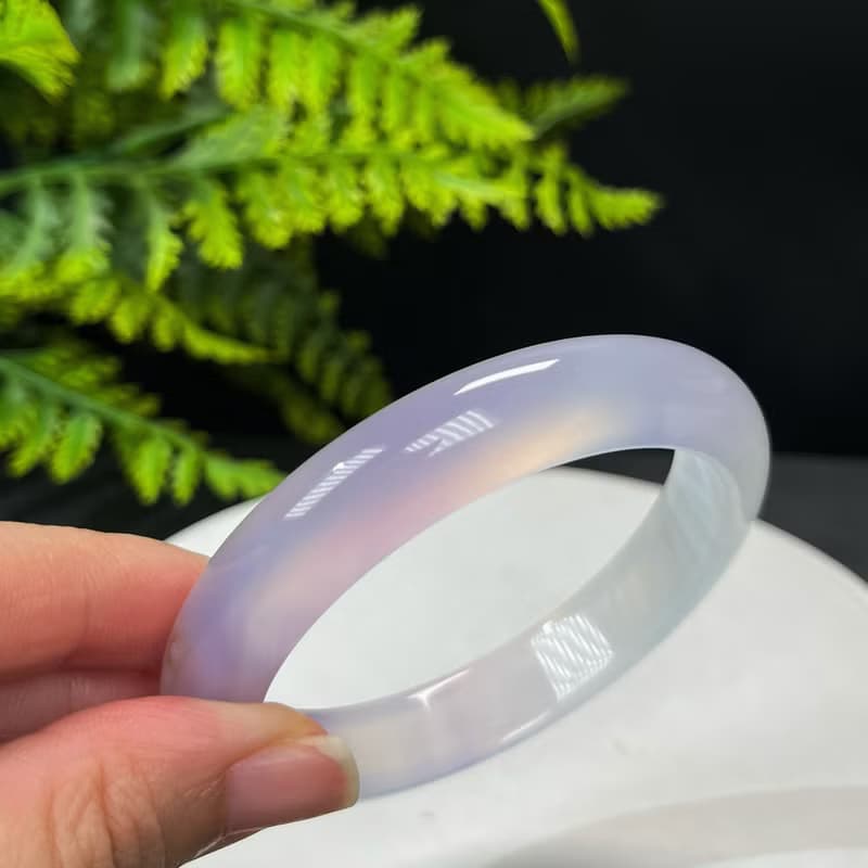 高品質 漸變紫瑪瑙手鐲 58MM 冰潤起光天眼千層飄朱砂點 靈性貴氣