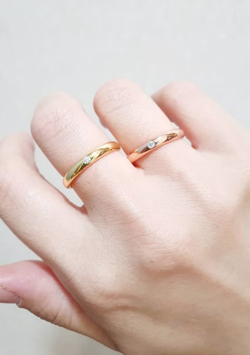 【日常婚戒】Belief Band 單鑽婚戒 • 純銀戒指厚鍍18K金