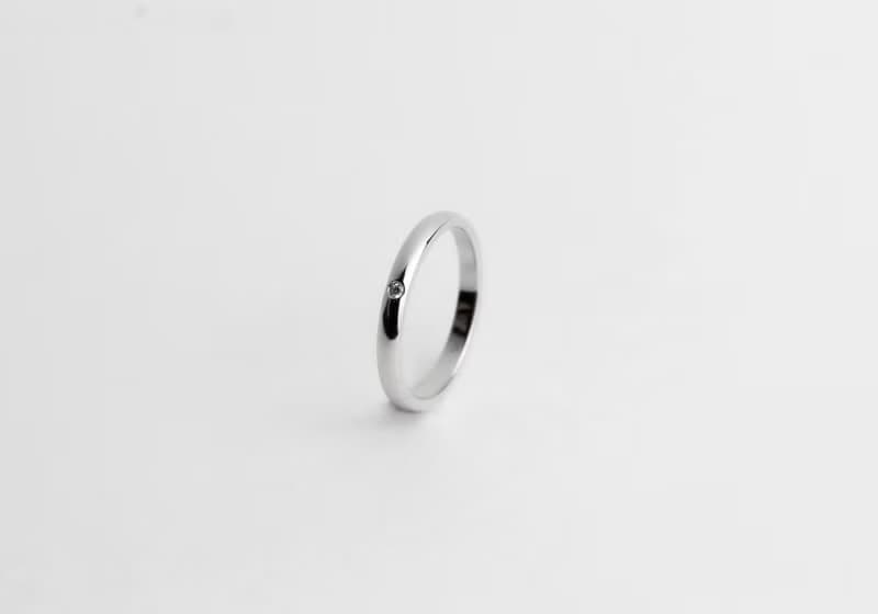【日常婚戒】Belief Band 單鑽婚戒 • 純銀戒指厚鍍18K金