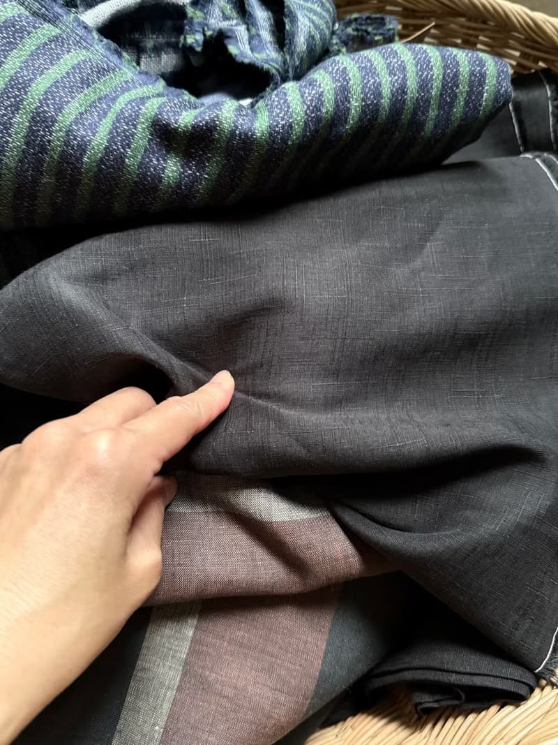 羅馬之夜/黑巧克力配色寬條紋義大利製亞麻短袖小洋裝100%亞麻