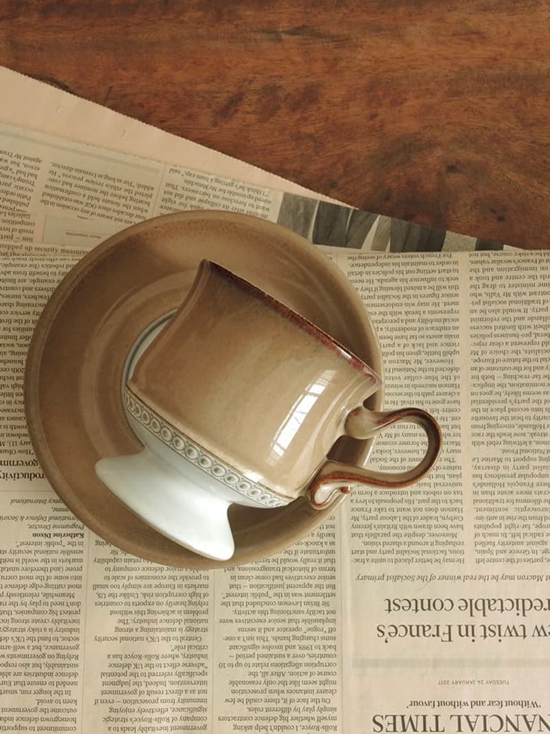 英國/ 1970-80s Denby Seville 文藝復興中古杯 古董咖啡杯盤組