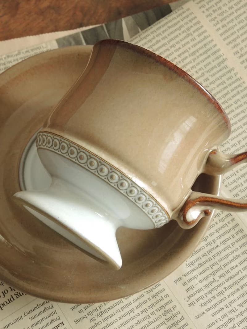 英國/ 1970-80s Denby Seville 文藝復興中古杯 古董咖啡杯盤組