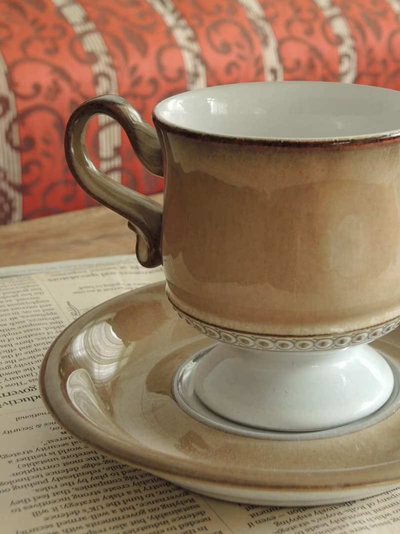 英國/ 1970-80s Denby Seville 文藝復興中古杯 古董咖啡杯盤組