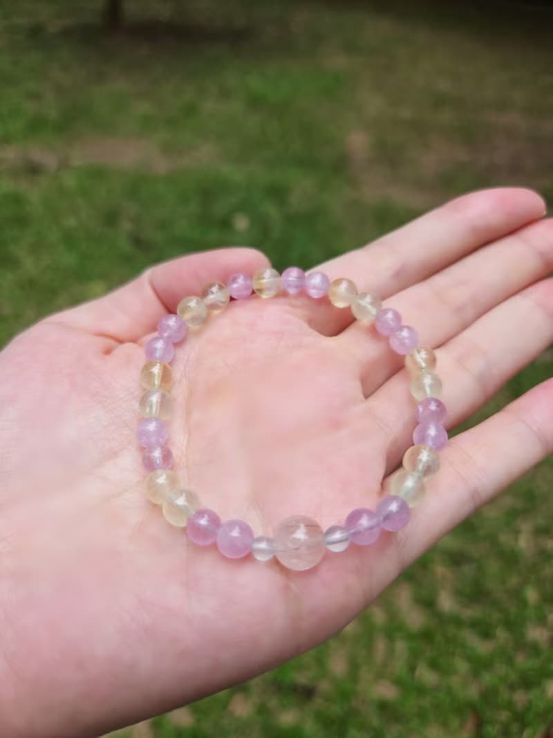 【小高品】紫鋰輝石 粉兔毛 雙色葡萄石 水晶手鍊
