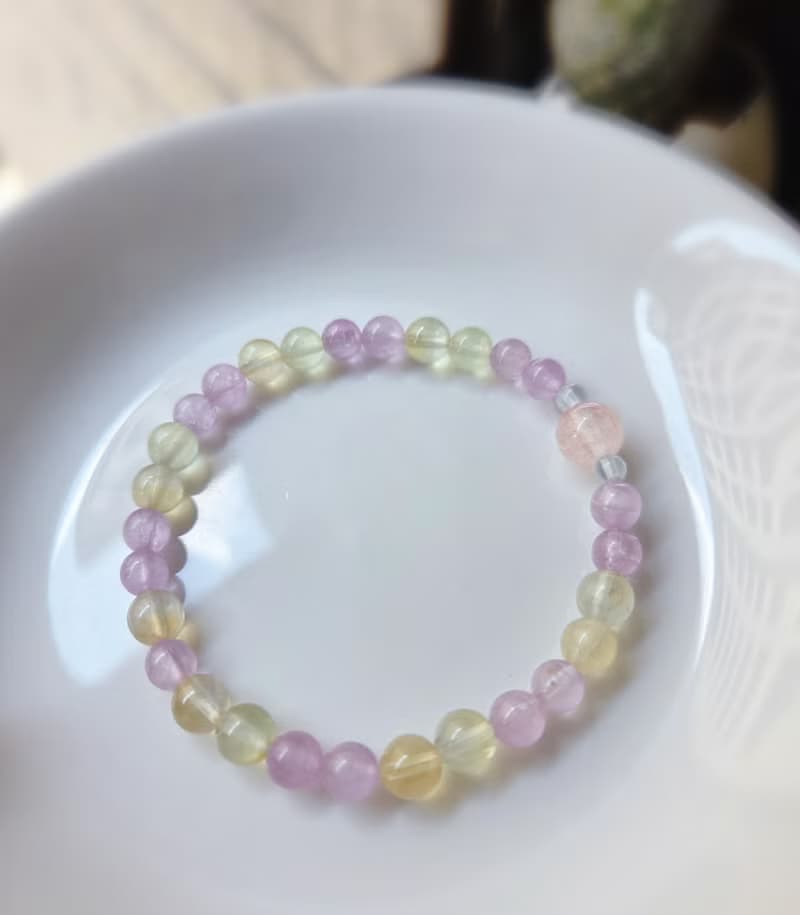 【小高品】紫鋰輝石 粉兔毛 雙色葡萄石 水晶手鍊