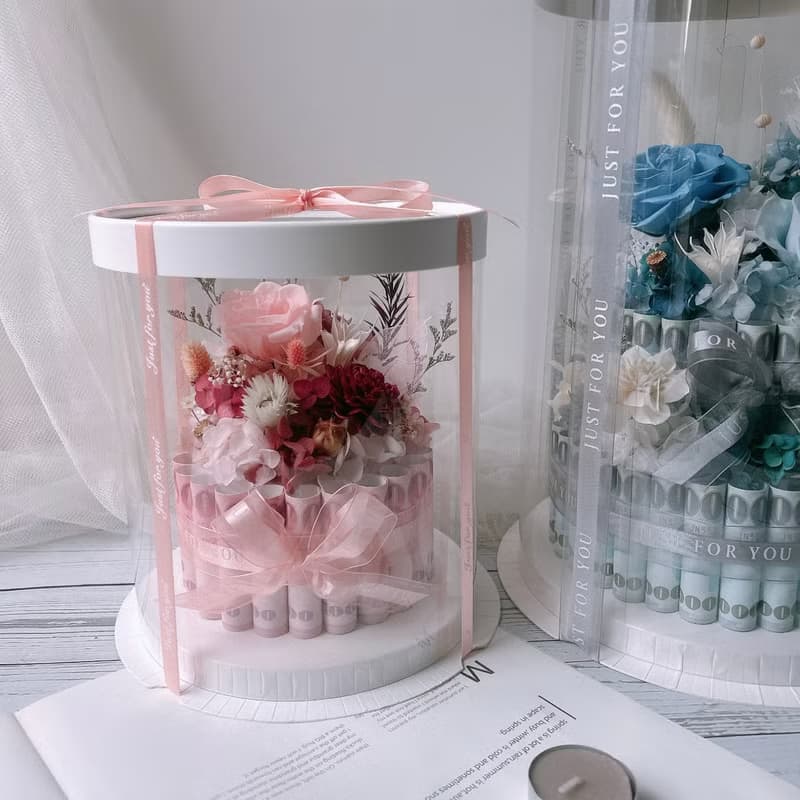 玫瑰永生花 鈔票花盒 有錢花