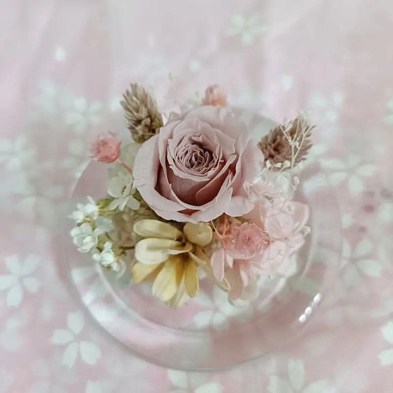 畢業老師禮物花束向日葵 情人節禮物花束 生日永生玫瑰玻璃盅罩