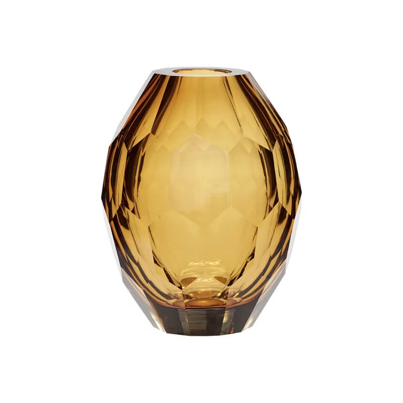 【Hübsch】－950503 黃色寶石切割造型玻璃花瓶 花器 插花七夕禮
