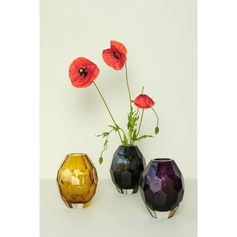 【Hübsch】－950503 黃色寶石切割造型玻璃花瓶 花器 插花七夕禮