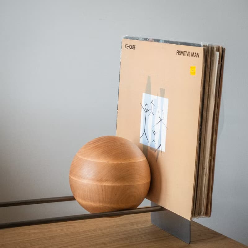Modern Steel and Wood Vinyl Record Stand – Sculptural Book Display