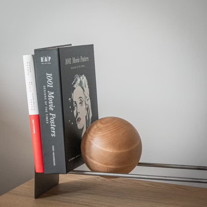 Modern Steel and Wood Vinyl Record Stand – Sculptural Book Display
