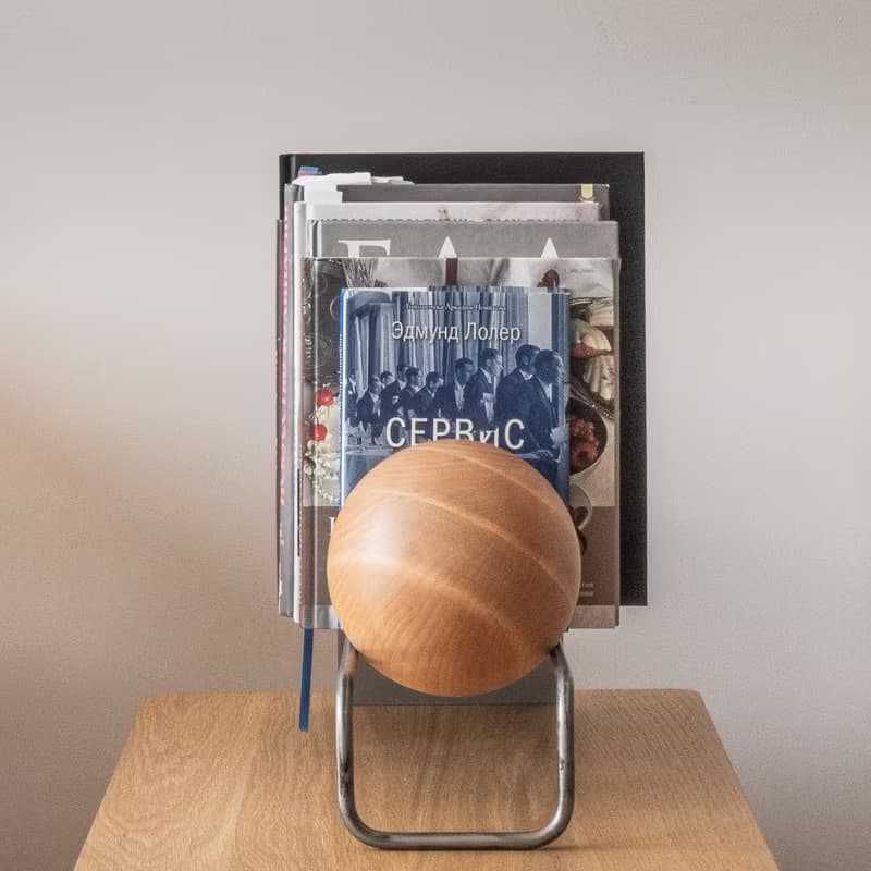 Modern Steel and Wood Vinyl Record Stand – Sculptural Book Display