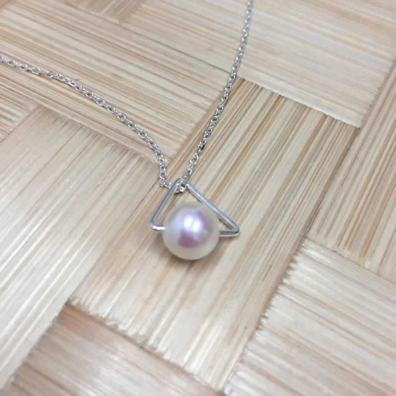 6.5mm簡約可愛925純銀日本Akoya珍珠項鍊|情人節禮物|愛情項鍊