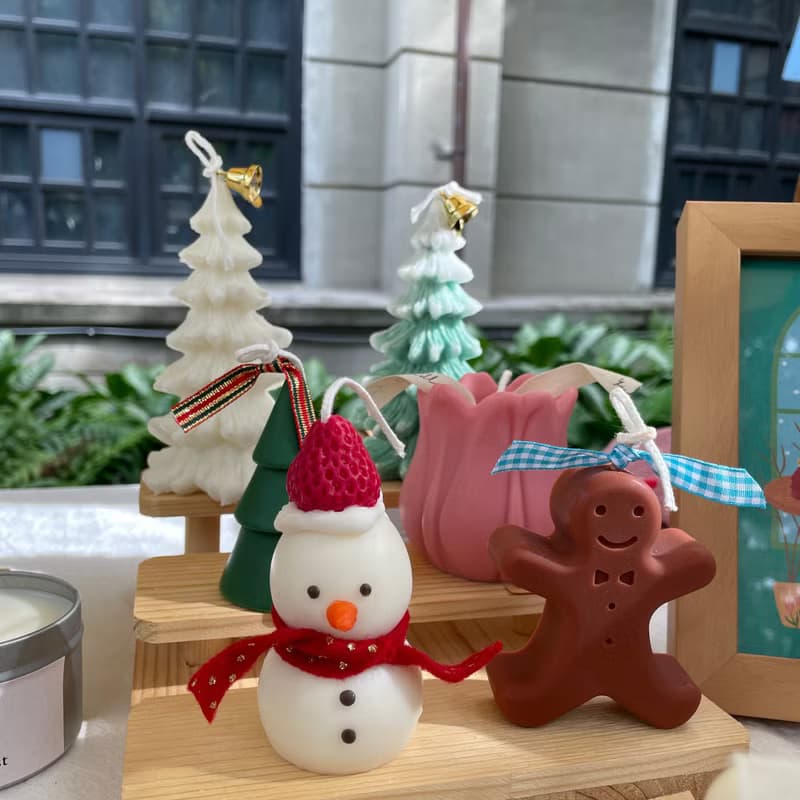香氛蠟燭 聖誕禮物 雪人蠟燭 手工香氛 大豆蠟 擺飾 薑餅人蠟燭