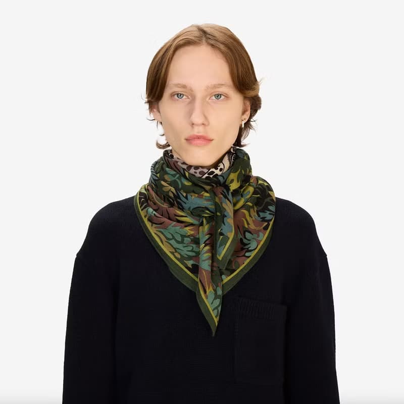 【INOUI EDITIONS】MIKE 羊絨真絲方巾100 - 卡其