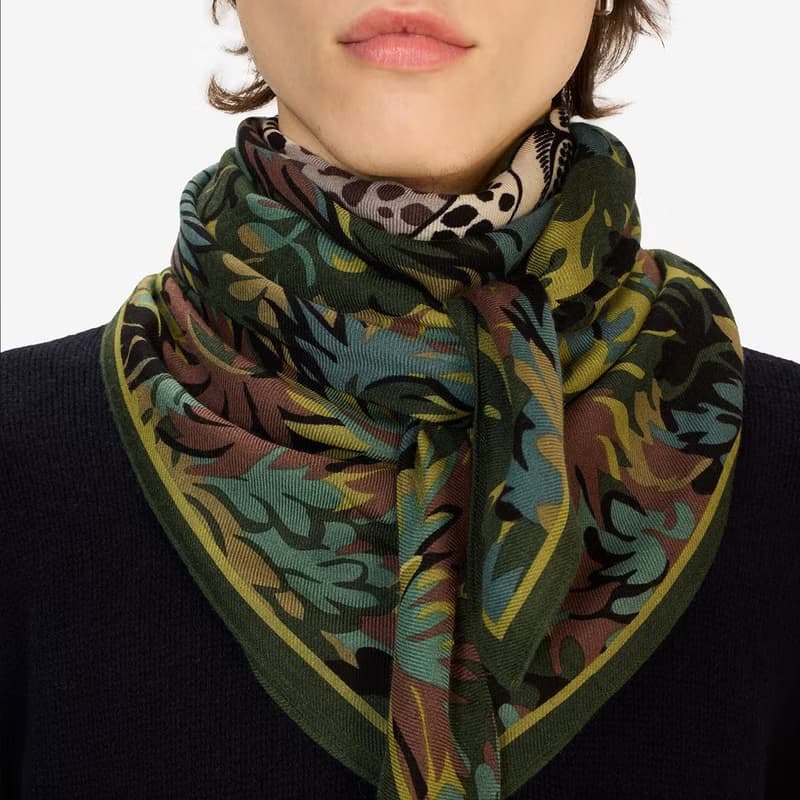 【INOUI EDITIONS】MIKE 羊絨真絲方巾100 - 卡其