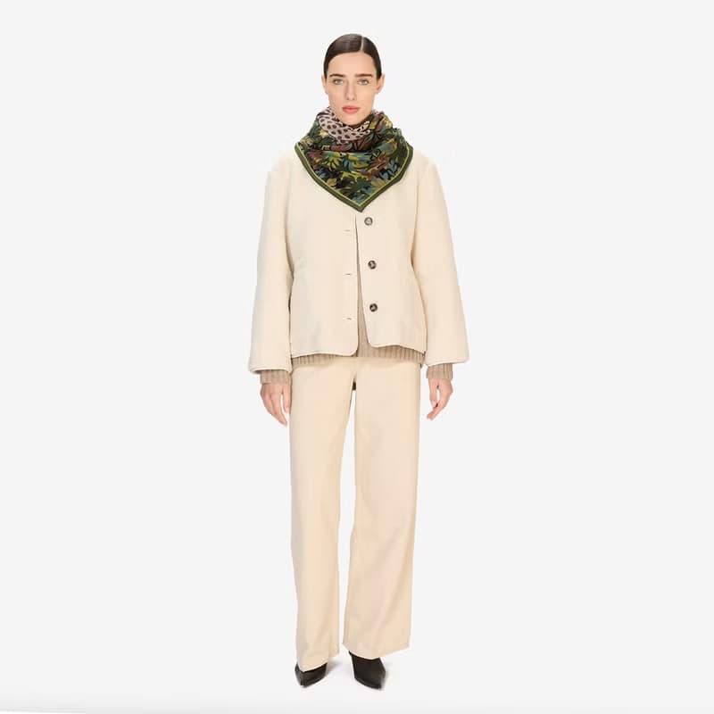 【INOUI EDITIONS】MIKE 羊絨真絲方巾100 - 卡其