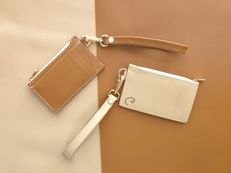 Card Holder short strap epsom leather handmade