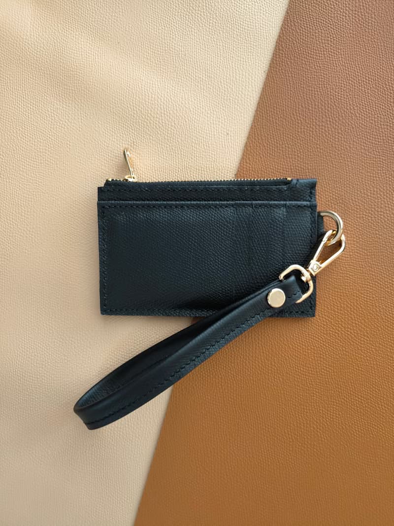 Card Holder short strap epsom leather handmade
