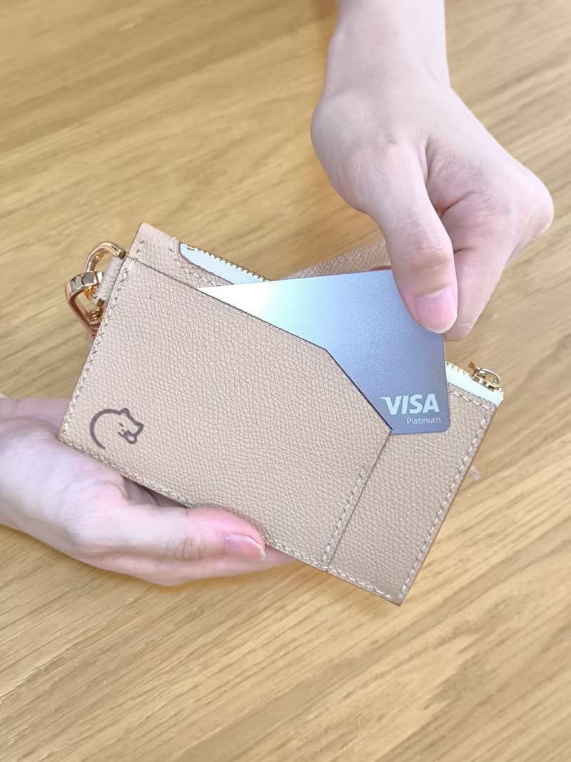 Card Holder short strap epsom leather handmade