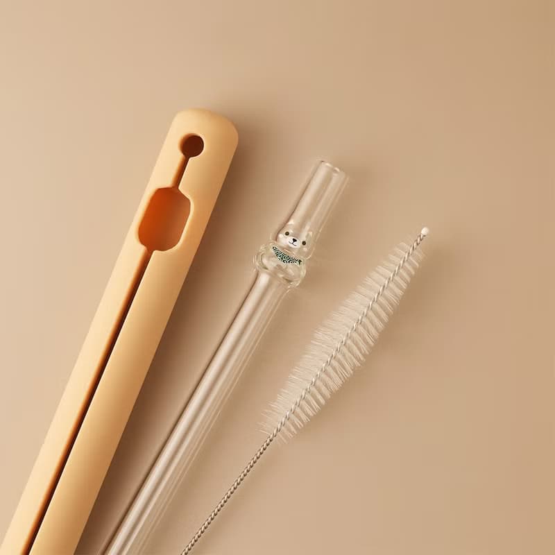 柴犬造型玻璃吸管