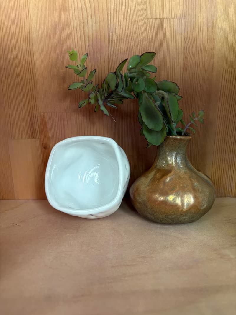 雪山志野釉方口型小茶杯