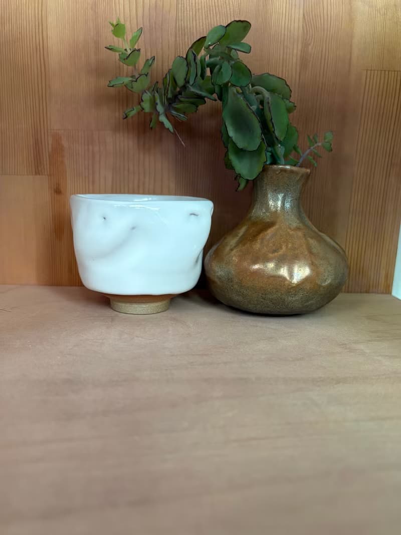 雪山志野釉方口型小茶杯