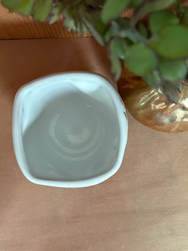 雪山志野釉方口型小茶杯