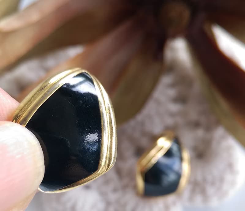 Vintage Jewelry 西洋古董飾品 MONET 知性 黑色調 針式耳環