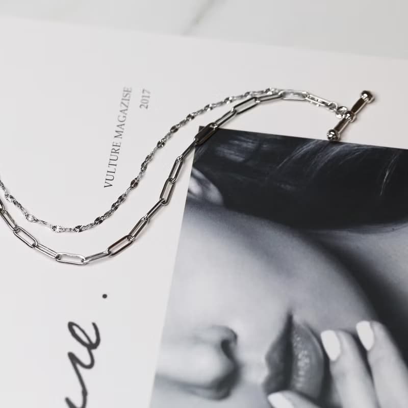 鋼鍊-個性OT扣雙鍊手鍊