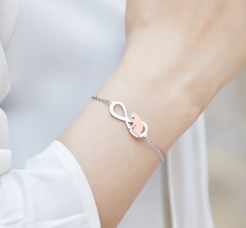 洗臉的貓手鍊 - 永恆與貓系列-抗敏醫療鋼