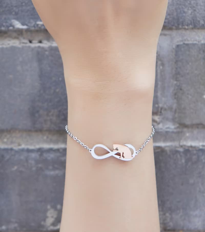 洗臉的貓手鍊 - 永恆與貓系列-抗敏醫療鋼