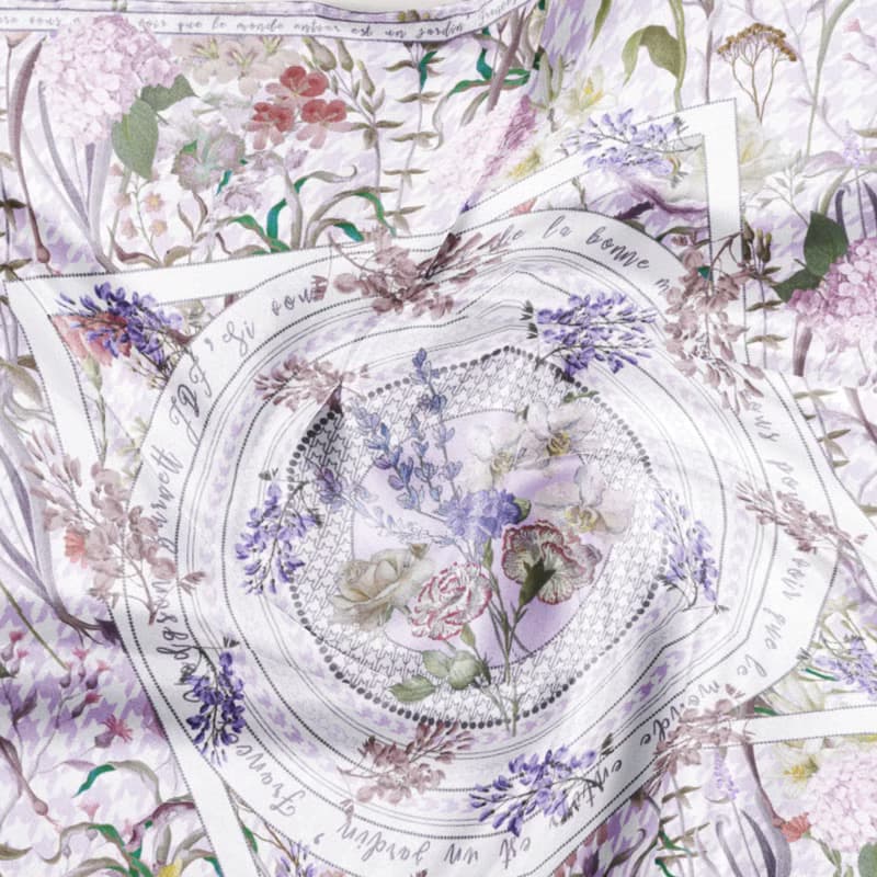 紫色秘密花園千鳥格 大方巾絲巾90厘米 Jardin Des Fontaines