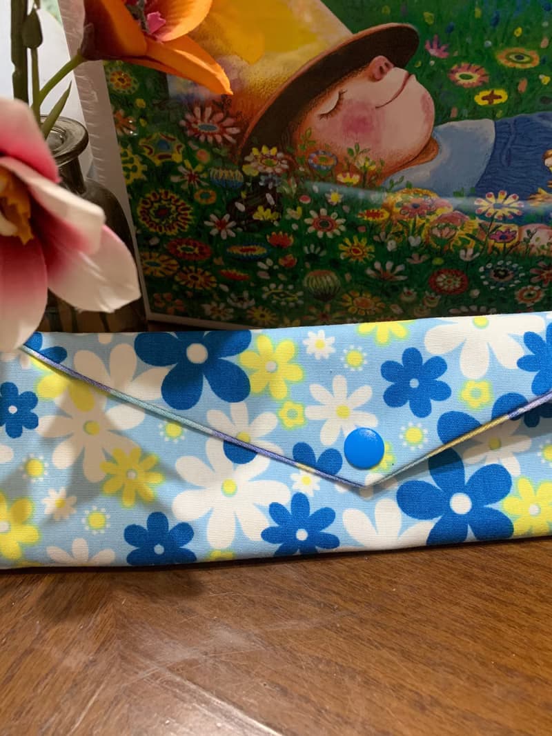 文青風環保筷袋 ~ 花中精靈 抒壓藍 收納 手作餐具袋