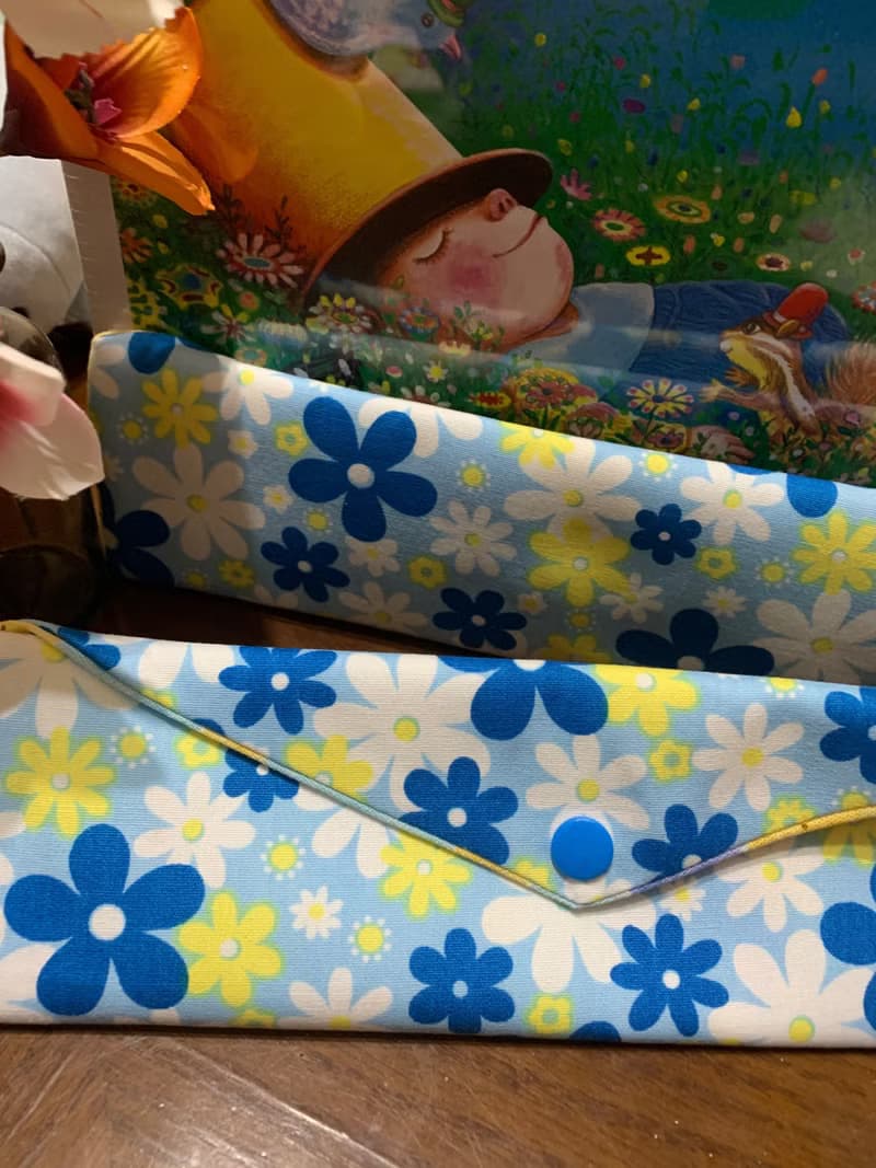 文青風環保筷袋 ~ 花中精靈 抒壓藍 收納 手作餐具袋