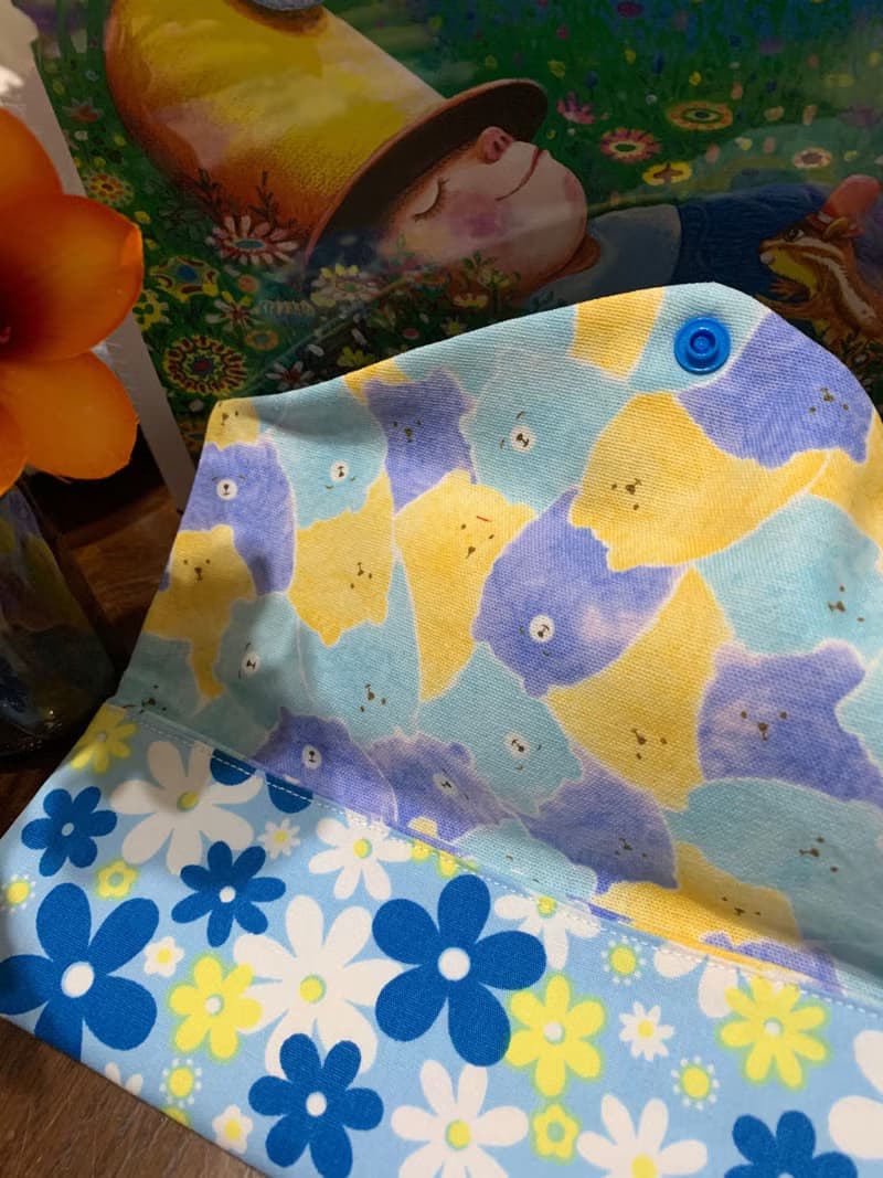 文青風環保筷袋 ~ 花中精靈 抒壓藍 收納 手作餐具袋